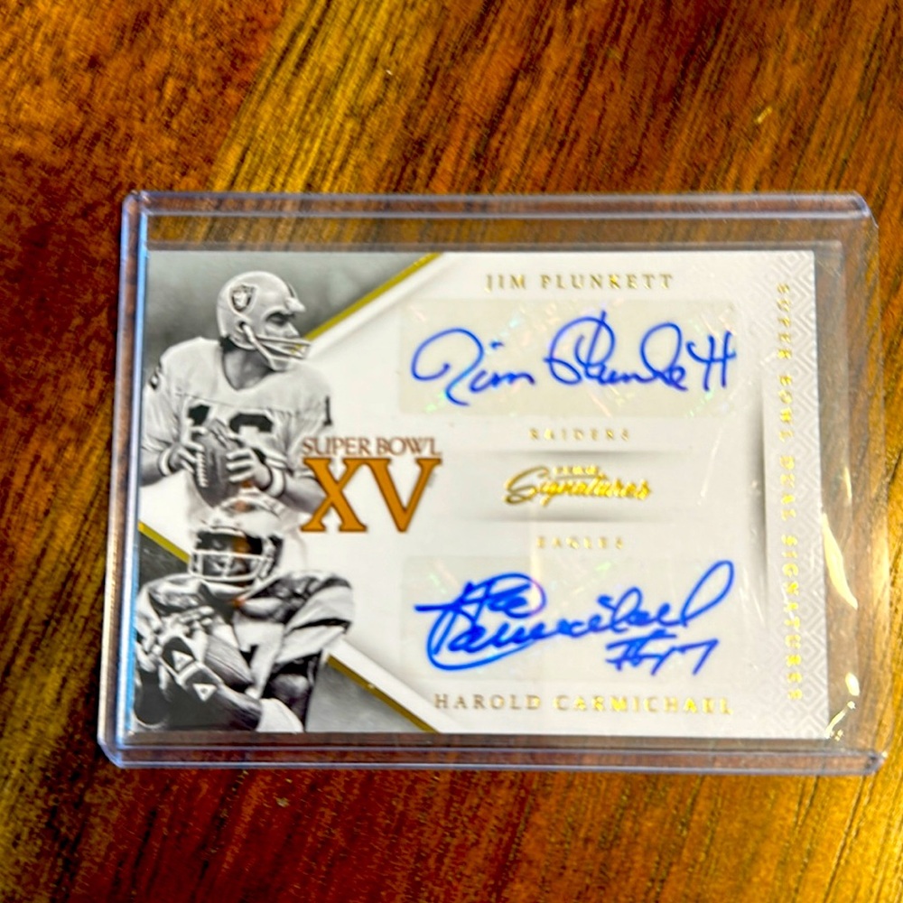 Jim Plunkett and Harold Carmichael Super Bowl Auto 24/25